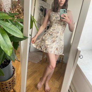 ONE OF A KIND COCKTAIL DRESS| METALIC DETAILING| FLORAL UNIQUE VINTAGE| SHORT